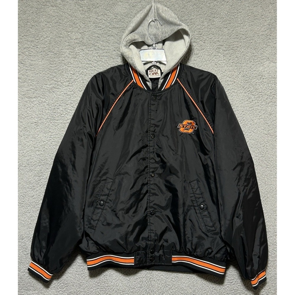 Oklahoma State Cowboys Hooded Jacket Mens L Red Oak Vintage